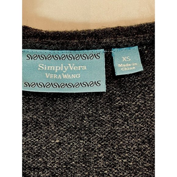 Simply Vera Vera Wang dark gray size XS cardigan sweater Plush Faux Fur - Picture 6 of 10